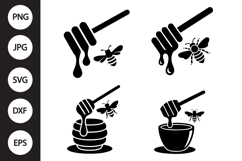Honey Dripper with Bee SVG, Honey Dripper with Bee Clipart Product Image 1