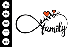 Infinity Family with Heart Flowers SVG Product Image 1