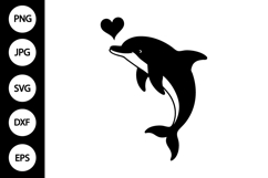 Dolphin with Heart Bubble SVG Product Image 1