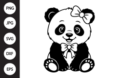 Panda Cub with Bow SVG Product Image 1