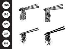 Chopsticks with Noodles SVG, Chopsticks with Noodles Clipart Product Image 1