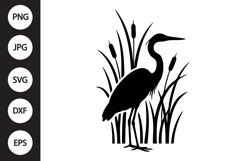Heron with Reeds SVG Product Image 1
