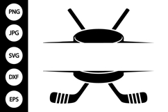 Split Monogram Crossed Hockey Sticks SVG Product Image 1