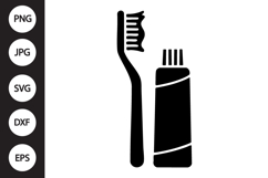 Toothbrush with Toothpaste SVG Product Image 1