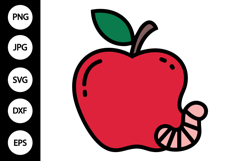 Apple and Worm SVG Product Image 1
