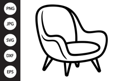 Modern Lounge Chair Outline SVG, Coloring Page Product Image 1