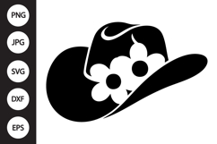 Cowboy Hat Flowers SVG Product Image 1