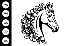 Floral Horse Silhouette SVG Product Image 1