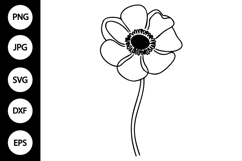 Outline Anemone Flower SVG Product Image 1