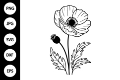 Elegant Minimalist Poppy Flower SVG Product Image 1