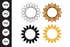 Sunflower Monogram SVG, Sunflower Monogram Clipart Product Image 1