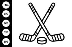 Crossed Hockey Sticks and Puck SVG Product Image 1