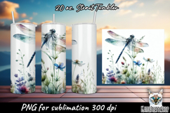 Dragonfly and meadow flowers, sublimation tumbler wrap Product Image 1