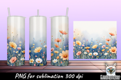 Meadow flowers, Floral sublimation tumbler wrap. Product Image 1
