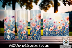 Meadow flowers, Floral sublimation tumbler wrap. Product Image 1