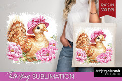 Turkey Flowers Tote Bag Cute Farm Tote Bag PNG Sublimation Product Image 1