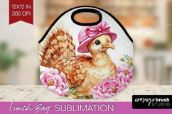 Turkey Flowers Lunch Bag Cute Farm Lunch Bug PNG Sublimation Product Image 1