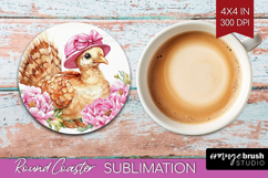 Turkey Flowers Round Coaster Cute Farm Coaster PNG Product Image 1