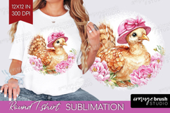 Turkey Flowers Round Tshirt Background Cute Farm PNG Product Image 1