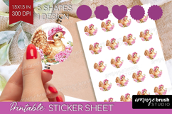 Turkey Flowers Round Sticker Cute Farm Printable Sticker Product Image 1