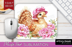 Turkey Flowers Mouse Pad Sublimation Cute Farm Mousepad PNG Product Image 1