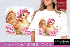 Turkey Flowers Square Tshirt Background Cute Farm PNG Product Image 1
