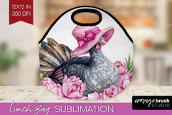 Turkey Flowers Lunch Bag Cute Farm Lunch Bug PNG Sublimation Product Image 1