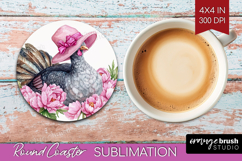 Turkey Flowers Round Coaster Cute Farm Coaster PNG Product Image 1