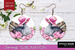 Turkey Flowers Round Earrings Cute Farm PNG Sublimation Product Image 1