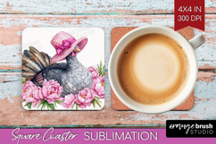 Turkey Flowers Square Coaster Cute Farm Coaster PNG Product Image 1