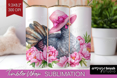 Turkey Flowers Tumbler Wrap Cute Farm Tumbler PNG Product Image 1