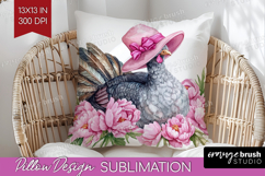 Turkey Flowers Pillow Sublimation Cute Farm Pillow Cover PNG Product Image 1