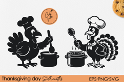 Funny Cartoon Thanksgiving Turkey Silhouette | PNG EPS SVG Product Image 1