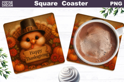 Turkey Square Coaster | Thanksgiving Square Coaster Product Image 1