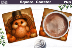 Turkey Square Coaster | Thanksgiving Square Coaster Product Image 1