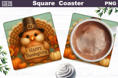 Turkey Square Coaster | Thanksgiving Square Coaster Product Image 1