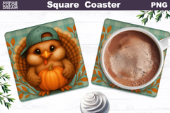 Turkey Square Coaster | Thanksgiving Square Coaster Product Image 1