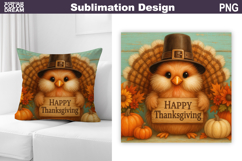 Turkey Sublimation Design | Thanksgiving Pillow Product Image 1