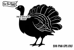 Thanksgiving Turkey SVG PNG EPS DXF - Both Black & White PNG Product Image 1