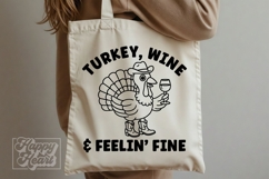 Turkey Wine Feelin Fine SVG PNG - Thanksgiving Cowboy Turkey Product Image 5
