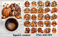 Thanksgiving turkey square coaster sublimation design Product Image 1