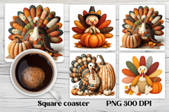 Thanksgiving turkey square coaster sublimation design Product Image 2