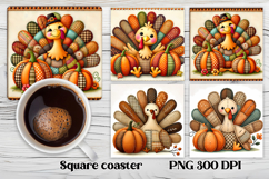 Thanksgiving turkey square coaster sublimation design Product Image 1
