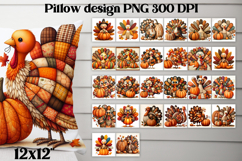 Thanksgiving Turkey Pumpkin Pillow | Patchwork sublimation Product Image 1