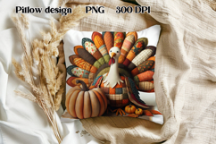 Thanksgiving Turkey Pumpkin Pillow | Patchwork sublimation Product Image 1