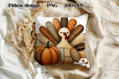 Thanksgiving Turkey Pumpkin Pillow | Patchwork sublimation Product Image 1