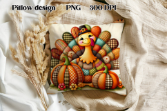 Thanksgiving Turkey Pumpkin Pillow | Patchwork sublimation Product Image 1