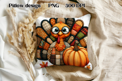 Thanksgiving Turkey Pumpkin Pillow | Patchwork sublimation Product Image 1