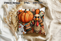 Thanksgiving Turkey Pumpkin Pillow | Patchwork sublimation Product Image 1