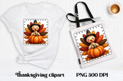 Thanksgiving Turkey Pumpkin Clipart | Patchwork sublimation Product Image 1